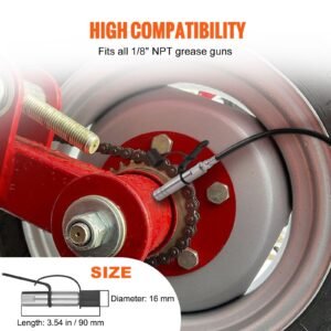 grease gun coupler 2 pcs, 10000 psi high pressure, 3 jaw locking, quick release grease gun tip with hose/zerk fittings cleaner/leak proof cap, compatible with all grease guns 1/8" npt fittings