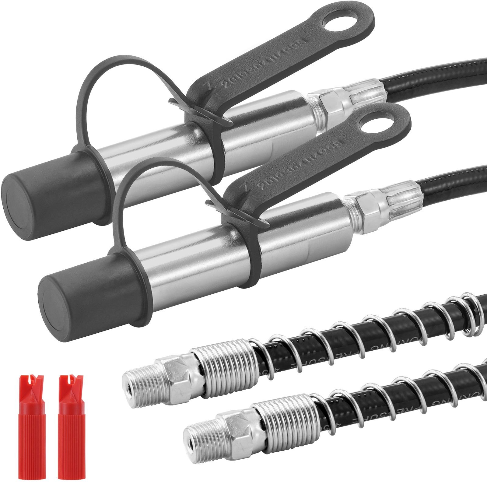 grease gun coupler 2 pcs, 10000 psi high pressure, 3 jaw locking, quick release grease gun tip with hose/zerk fittings cleaner/leak proof cap, compatible with all grease guns 1/8" npt fittings