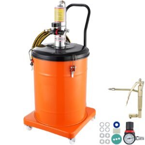 Grease Pump, 10.5 Gallon 40L Air Operated Grease Pump with 13 ft High Pressure Hose and Grease Gun, Pneumatic Grease Bucket Pump with Wheels, Portable Lubrication Grease Pump 50:1 Pressure Ratio