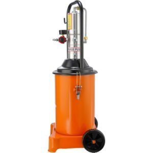 grease pump, 3 gallon 12l, air operated grease pump with 13 ft high pressure hose and grease gun, pneumatic grease bucket pump with wheels, portable lubrication grease pump 50:1 pressure ratio