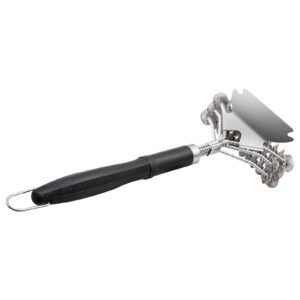 grill brush and scraper, bbq brush for outdoor grills, stainless steel woven wire, bristle free barbecue brushes for porcelain, charcoal, grate cleaner grill accessories, 17 in