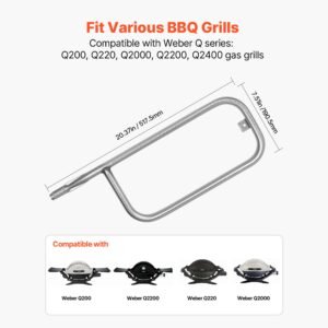 grill burner tube for weber q200, q220, q2000, q2200, q2400, 20.5 inch 304 stainless steel tube burner for weber 396000, 396001, 396002, 566002, 53060001, replacement part 60041, 69956, 41862