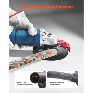 grinding dust shroud for angle grinder, universal 4 5 in, surface grinder dust shroud with 6 clamping washers & 5 in diamond grinding cup wheel, connect to vacuum cleaner, for wood concrete wall