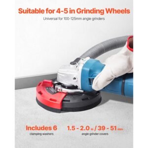 grinding dust shroud for angle grinder, universal 4 5 in, surface grinder dust shroud with 6 clamping washers, connect to vacuum cleaner, suitable for grinding wood concrete wall stone