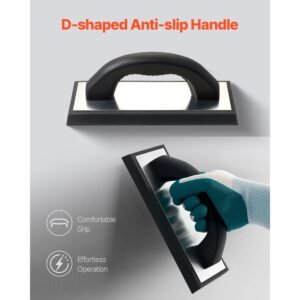 grout float, professional rubber tile grout tool with anti slip handle & lightweight aluminum connector backplate, easy to operate & cleaning for smoothly apply to concrete, plaster, drywall