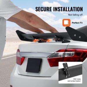 gt wing car spoiler, 43.3 inch universal spoiler with single deck, adjustable lightweight aluminum, car rear spoiler wing, racing spoiler bgw/jdm drift black