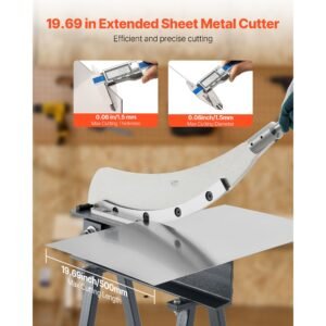 guillotine shear, 20 in bed width benchtop cutter, manual hand plate shear for metal sheet processing, with q235 material, high precision, stand, for pcb board, aluminum, steel, copper, plastic