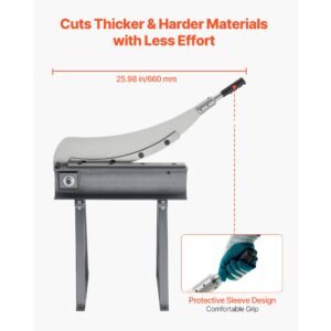 guillotine shear, 20 in bed width benchtop cutter, manual hand plate shear for metal sheet processing, with q235 material, high precision, stand, for pcb board, aluminum, steel, copper, plastic