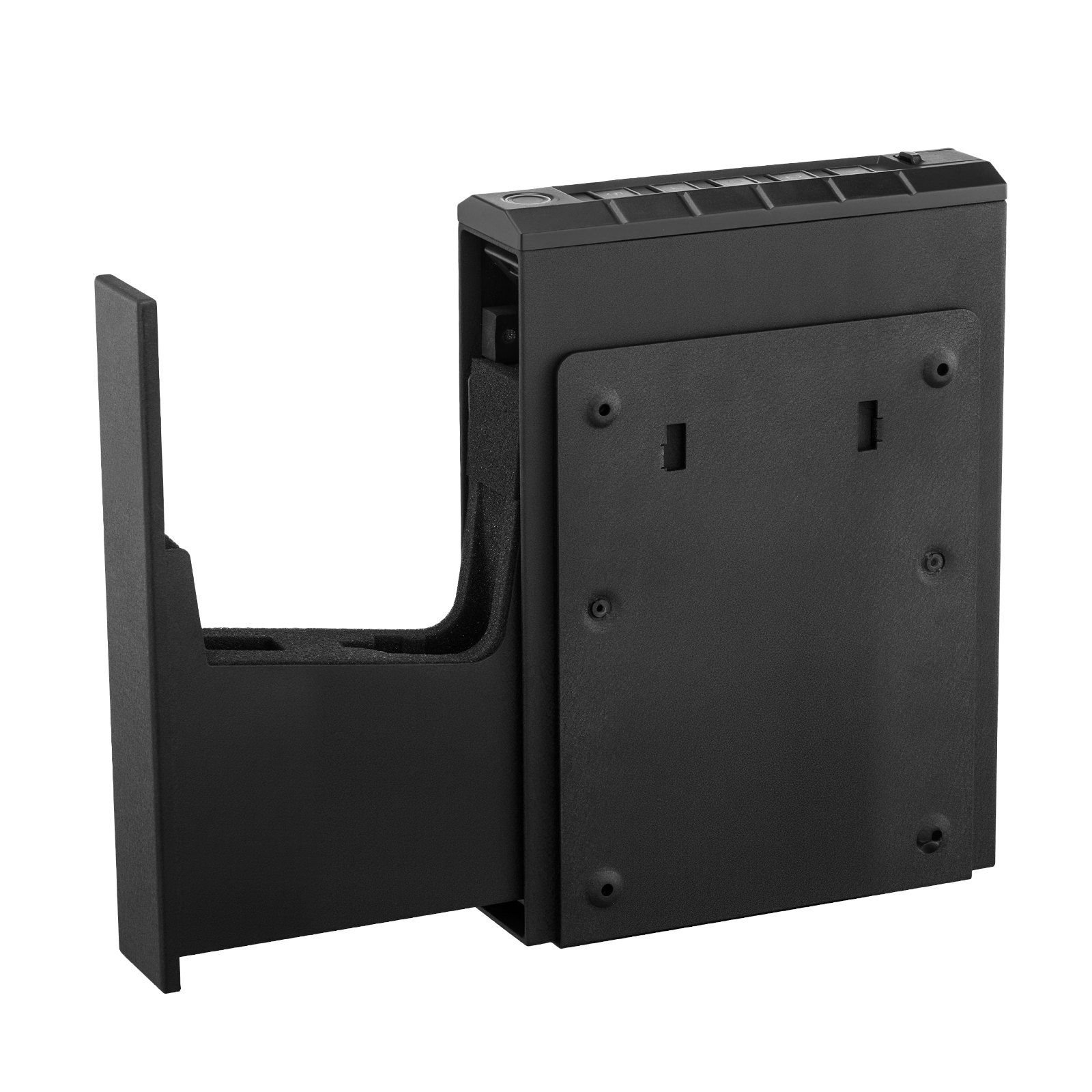 gun safe, slider handgun gun safe with fingerprint/password/key, 3 way quick access firearm case box with lighting for 1 pistol & magazine, mounted pistol gun box for nightstand bedside desk car