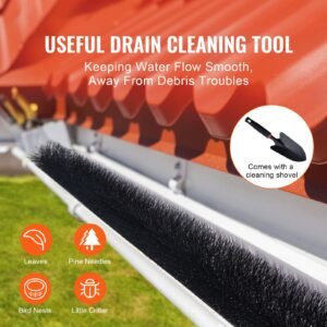 gutter brush, 60 feet total length 4.33 inch diameter gutter cleaning tools, ground level gutter brush leaf guard for 5 inch gutters, easily clear roof leaves and debris, 20 pack