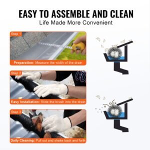 gutter brush, 60 feet total length 4.33 inch diameter gutter cleaning tools, ground level gutter brush leaf guard for 5 inch gutters, easily clear roof leaves and debris, 20 pack