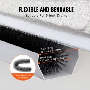 gutter brush, 60 feet total length 4.33 inch diameter gutter cleaning tools, ground level gutter brush leaf guard for 5 inch gutters, easily clear roof leaves and debris, 20 pack