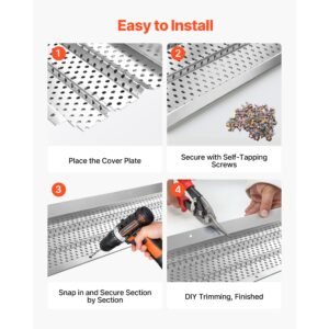 gutter guard, 5 inch aluminum gutter cover heavy duty, 32ft length protection cover for leaf & debris, 0.02 in thickness mill finish, easy diy install, fast drainage, screws included, 8 pcs