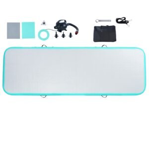 Gymnastics Air Mat, 4 inch Thickness Inflatable Gymnastics Tumbling Mat, Tumble Track with Electric Pump, Training Mats for Home Use/Gym/Yoga/Cheerleading/Beach/Park/Water, 10 ft, Mint Green