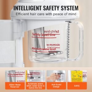 hair steamer, 2 in 1 professional hair & facial steamer with detachable bonnet hood, nano ionic & uv ozone face steamer with 360° rotatable sprayer for salon spa home beauty