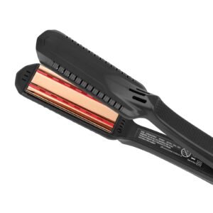 hair straightener, 1.5 inch titanium flat iron, dual infrared hair straightener flat iron with lcd display and 19 temp levels 210 to 450 f, fast heating hair iron for salon home travel use
