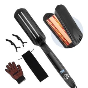 Hair Straightener, 1.5-inch Titanium Flat Iron, Dual Infrared Hair Straightener Flat Iron with LCD Display and 19 Temp Levels - 210 to 450 F, Fast Heating Hair Iron for Salon Home Travel Use