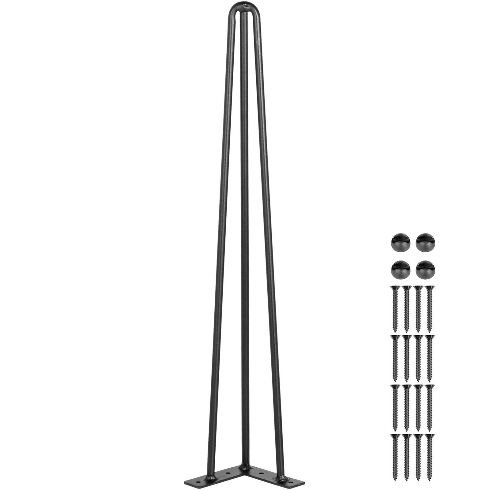 hairpin table legs 26" black set of 4 desk legs 880lbs load capacity (each 220lbs) hairpin desk legs 3 rods for bench desk dining end table chairs carbon steel diy heavy duty furniture legs