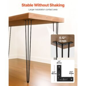 hairpin table legs 34" black set of 4 desk legs 880lbs load capacity (each 220lbs) hairpin desk legs 3 rods for bench desk dining end table chairs carbon steel diy heavy duty furniture legs