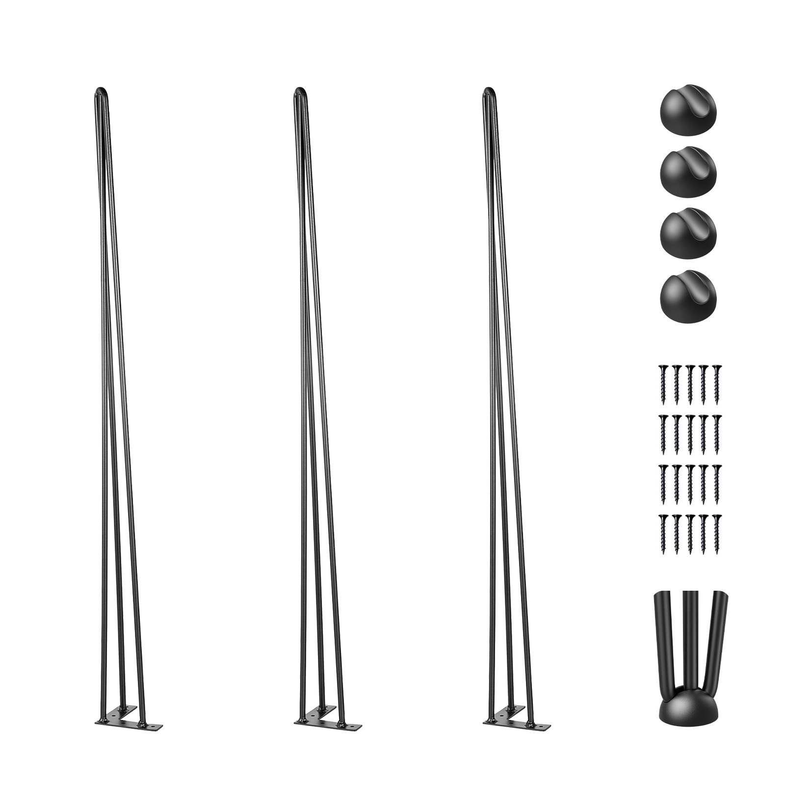hairpin table legs 34" black set of 4 desk legs 880lbs load capacity (each 220lbs) hairpin desk legs 3 rods for bench desk dining end table chairs carbon steel diy heavy duty furniture legs