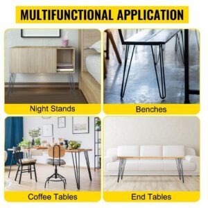 hairpin table legs 40" black set of 4 desk legs 880lbs load capacity (each 220lbs) hairpin desk legs 3 rods for bench desk dining end table chairs carbon steel diy heavy duty furniture legs