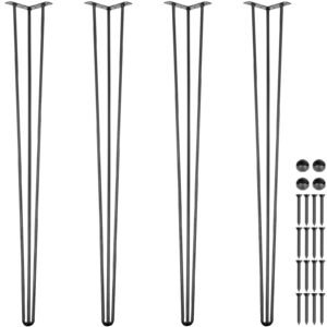 hairpin table legs 40" black set of 4 desk legs 880lbs load capacity (each 220lbs) hairpin desk legs 3 rods for bench desk dining end table chairs carbon steel diy heavy duty furniture legs