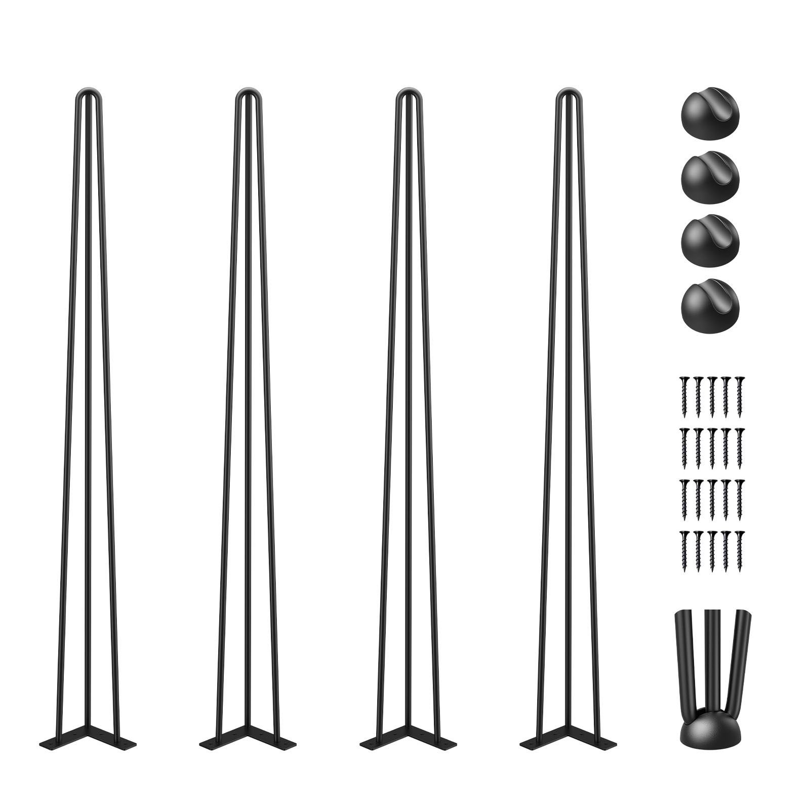 hairpin table legs 40" black set of 4 desk legs 880lbs load capacity (each 220lbs) hairpin desk legs 3 rods for bench desk dining end table chairs carbon steel diy heavy duty furniture legs