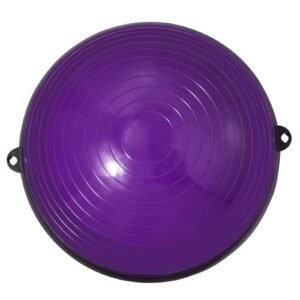 half exercise ball trainer, 23 inch balance ball trainer, 660lbs stability ball, yoga ball with resistance bands & foot pump, strength fitness ball for home gym, full body workout, purple