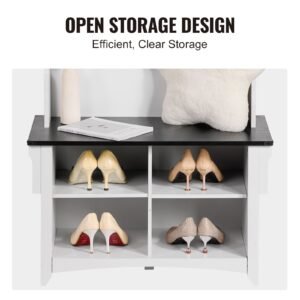 hall tree entryway bench, coat rack with shoe storage, 32" wide mudroom bench with storage and seating, adjustable shelves and 5 hanging hooks with 4 storage drawers,for mudroom,entryway,hallway