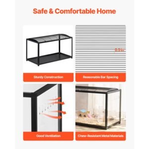 hamster cage, 360° viewing transparent hamster habitats, small animal cage, 37.8 x 18.5 x 21.7 in, ventilated pet mouse cages with front door, portable hamster house for rats, guinea pigs