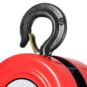 hand chain hoist, 1 ton 2200 lbs capacity, manual chain block with upgrade g70 galvanized chain, 10 ft lifting height, heavy duty pulley hoist for garage warehouse automotive machinery, red