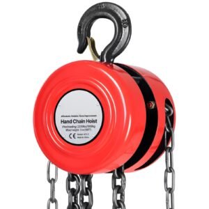 hand chain hoist, 1 ton 2200 lbs capacity, manual chain block with upgrade g70 galvanized chain, 10 ft lifting height, heavy duty pulley hoist for garage warehouse automotive machinery, red