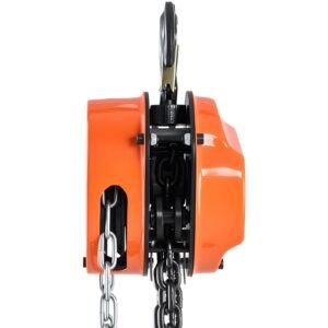 hand chain hoist, 1 ton 2200 lbs capacity, manual chain block with upgrade g80 galvanized chain, 20 ft lifting height, heavy duty pulley hoist for garage warehouse automotive machinery, orange