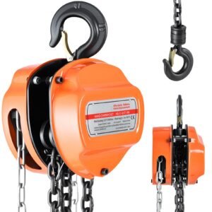Hand Chain Hoist, 1/2 Ton 1100 lbs Capacity, Manual Chain Block with Upgrade G80 Galvanized Chain, 10 ft Lifting Height, Heavy Duty Pulley Hoist for Garage Warehouse Automotive Machinery, Orange