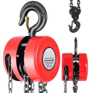 Hand Chain Hoist, 2 Ton 4400 lbs Capacity, Manual Chain Block with Upgrade G70 Galvanized Chain, 10 ft Lifting Height, Heavy Duty Pulley Hoist for Garage Warehouse Automotive Machinery, Red