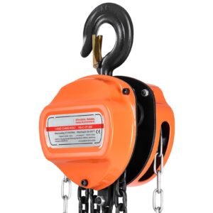 hand chain hoist, 2 ton 4400 lbs capacity, manual chain block with upgrade g80 galvanized chain, 20 ft lifting height, heavy duty pulley hoist for garage warehouse automotive machinery, orange