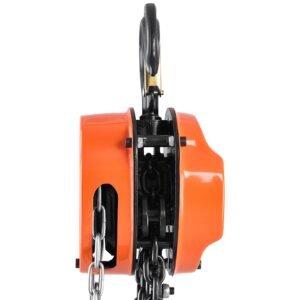 hand chain hoist, 3 ton 6600 lbs capacity, manual chain block with upgrade g80 galvanized chain, 10 ft lifting height, heavy duty pulley hoist for garage warehouse automotive machinery, orange