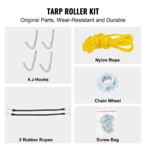 hand crank tarp roller kit, 64" to 104" wide, aluminum alloy, manual cab level dump truck tarp roller with 7" sponge wrapped handle, perfect for dump trucks, trailers, trash haulers (no tarp)
