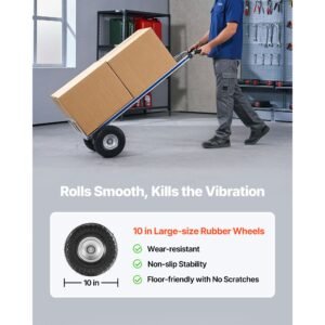 hand truck, 500 lbs load capacity, heavy duty hand truck dolly with non slip wheels & handle, aluminum alloy portable trolley dolly with tie down strap for moving home, office, warehouse