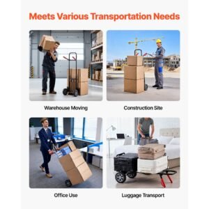 hand truck, 600 lbs load capacity, heavy duty hand truck dolly with wheels & telescoping handle, portable trolley dolly with tie down strap for moving home, office, warehouse, supermarket