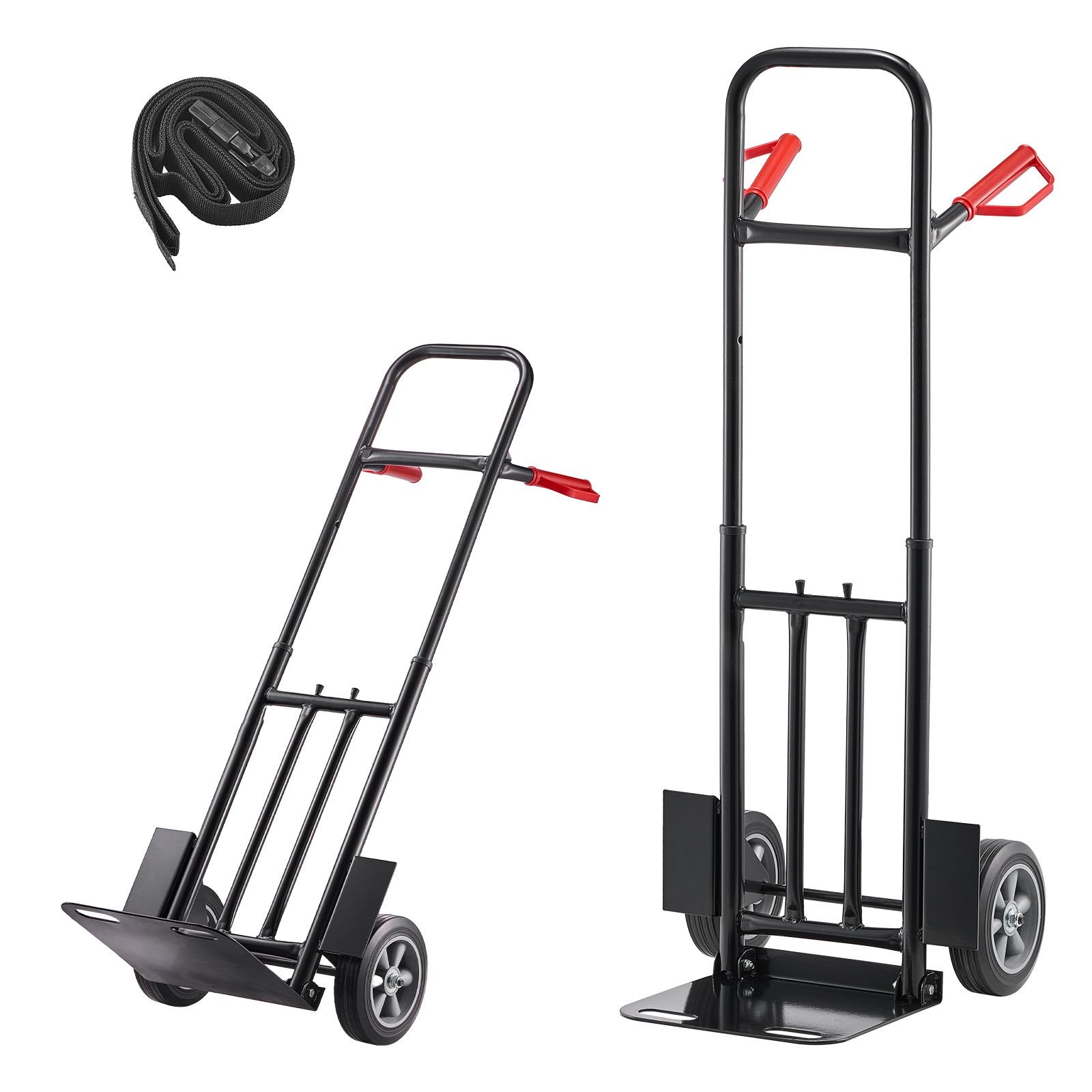 hand truck, 600 lbs load capacity, heavy duty hand truck dolly with wheels & telescoping handle, portable trolley dolly with tie down strap for moving home, office, warehouse, supermarket