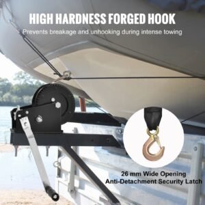 Hand Winch, 3500 lbs Pulling Capacity, Boat Trailer Winch Heavy Duty Rope Crank with 33 ft Polyester Strap and Two-Way Ratchet, Manual Operated Hand Crank Winch for Trailer, Boat or ATV Towing