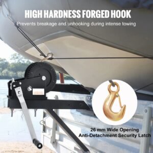 hand winch, 3500 lbs pulling capacity, boat trailer winch heavy duty rope crank with 33 ft steel wire cable and two way ratchet, manual operated hand crank winch for trailer, boat or atv towing