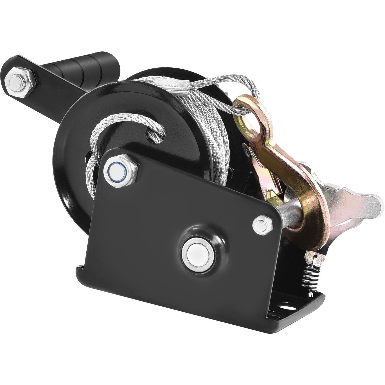 hand winch, 800 lbs pulling capacity, boat trailer winch heavy duty rope crank with 33 ft steel wire cable and two way ratchet, manual operated hand crank winch for trailer, boat or atv towing