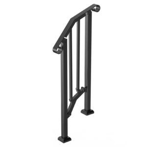 handrails for outdoor steps, 1 2 step stair hand rail kit, transitional carbon steel railings with installation kit, stair rails for seniors, concrete steps & porch & deck, black retro arch