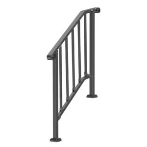 handrails for outdoor steps, 2 3 step stair hand rail kit, transitional carbon steel railings with installation kit, stair rails for seniors, concrete steps & porch & deck, black retro arch