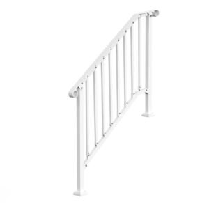 handrails for outdoor steps, 3 4 step stair hand rail kit, transitional carbon steel railings with installation kit, stair rails for seniors, concrete steps & porch & deck, white retro arch