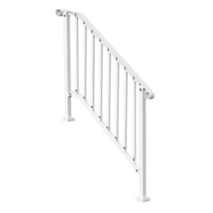 handrails for outdoor steps, 3 4 step stair hand rail kit, transitional carbon steel railings with installation kit, stair rails for seniors, concrete steps & porch & deck, white retro arch