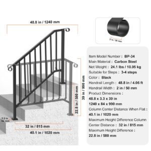 handrails for outdoor steps, 3 4 step stair hand rail kit, transitional iron railings with installation kit, stair rails for seniors, concrete steps & porch & deck, black retro arch
