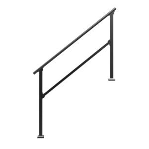 handrails for outdoor steps, 4 5 step stair hand rail kit, transitional carbon steel railings with installation kit, stair rails for seniors, concrete steps & porch & deck, black square tube